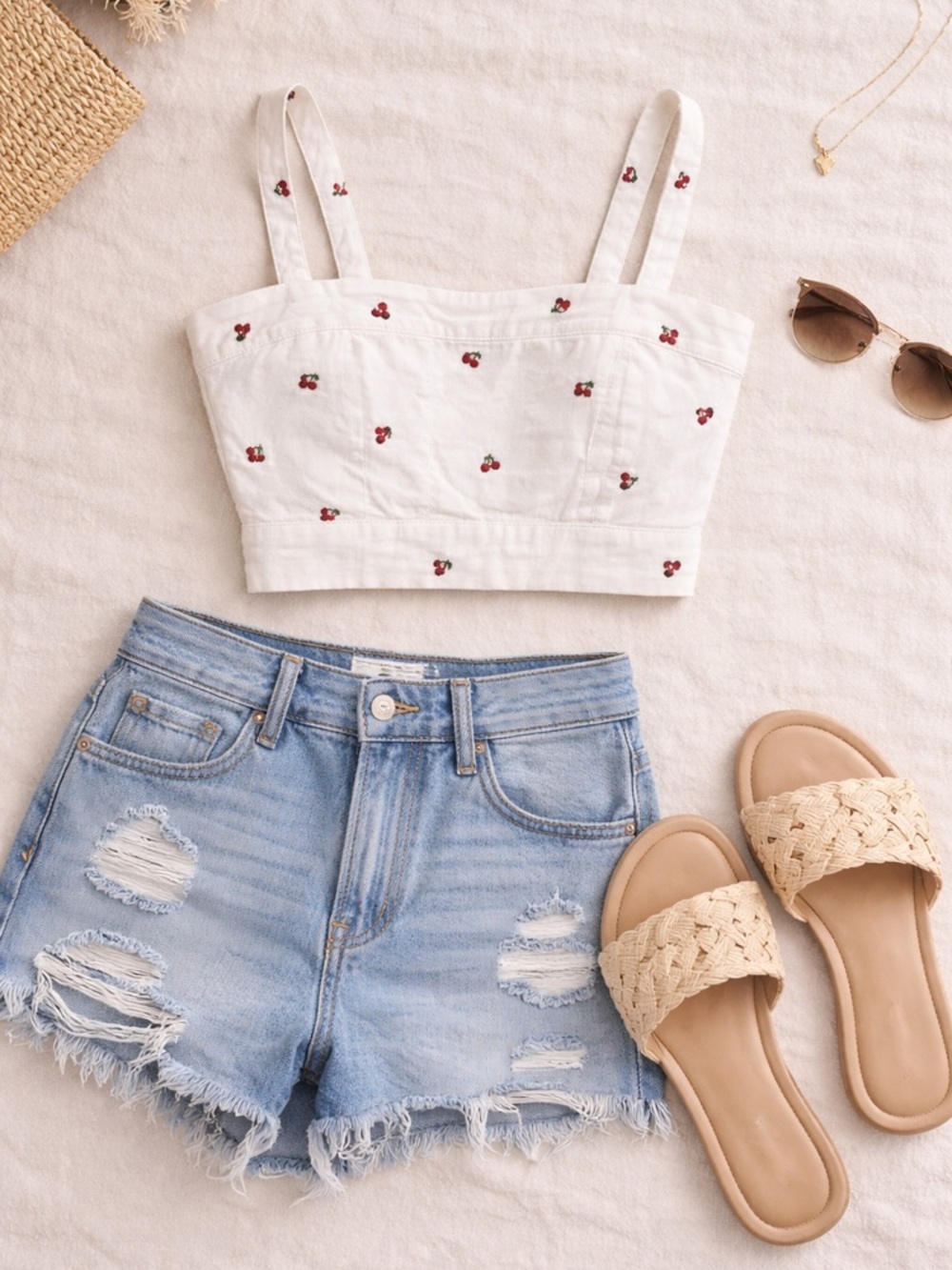 Forever 21 Cherry Embroidered Crop Top | Cottagecore Summer Tank